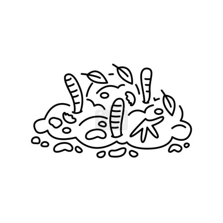 Ilustración de Montón de compost con gusanos icono de línea de color. Compostaje. Elemento aislado del vector. - Imagen libre de derechos