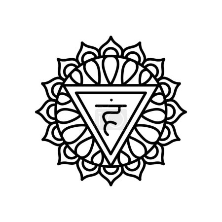 Téléchargez les illustrations : Vishuddha, icône couleur chakra de la gorge. - en licence libre de droit