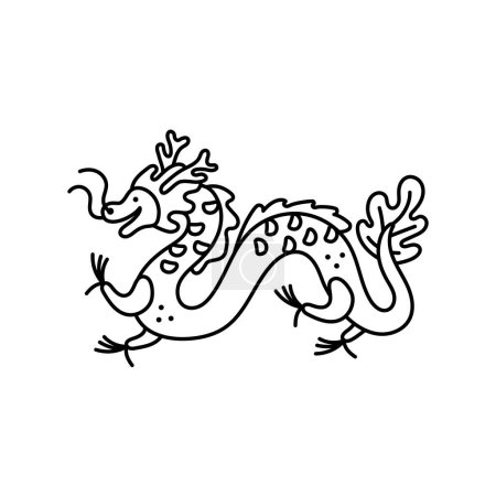 Téléchargez les illustrations : Dragon chinois asiatique concept de couleur. Dragon pour la conception de tatouage. - en licence libre de droit