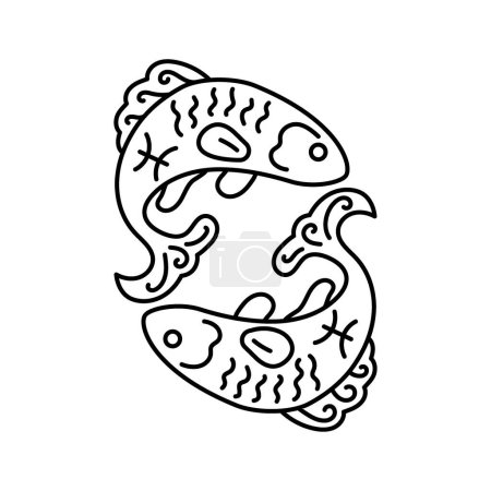Illustration for Pisces color line icon. Zodiac sign. Astrology and horoscope. - Royalty Free Image