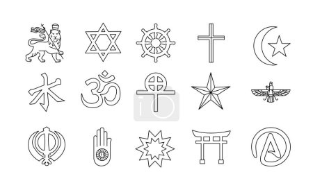 Téléchargez les illustrations : Religions concept de couleur. Éléments isolés. - en licence libre de droit