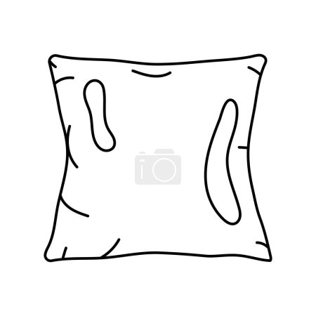 Ilustración de Textil acogedor elemento plano almohada. Decoración interior. Signo aislado vectorial. - Imagen libre de derechos