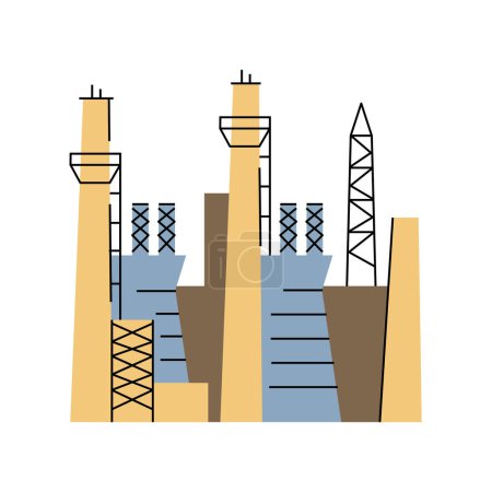 Illustration for Gas power plant color line icon. Alternative energy source. - Royalty Free Image