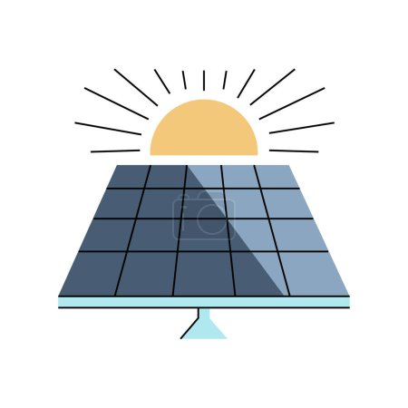 Ilustración de Icono de línea de color del panel solar. Fuentes de energía renovables. - Imagen libre de derechos