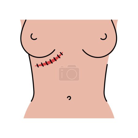 Kocher incision line icon. Abdominal incisions. 