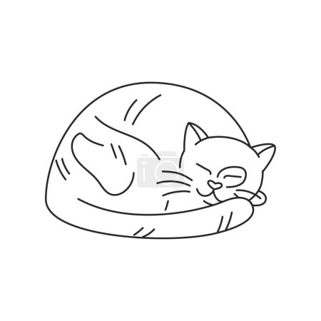 Téléchargez les illustrations : Le chat est couché élément de couleur. Dessin animé animal mignon. - en licence libre de droit