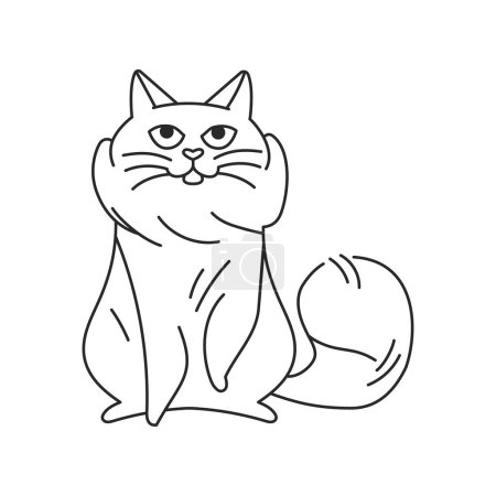 Téléchargez les illustrations : Le chat est assis élément de couleur. Dessin animé animal mignon. - en licence libre de droit