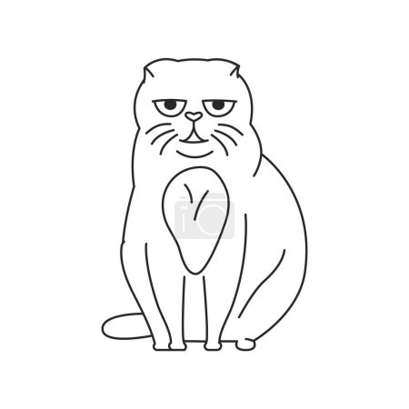 Illustration for Sitting scottish fold cat color element. Cartoon cute animal. - Royalty Free Image