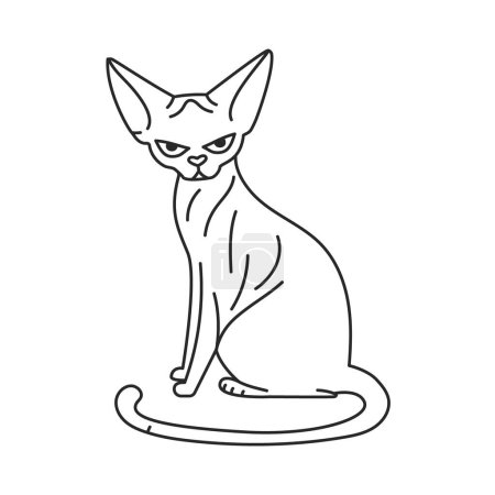 Illustration for Sitting sphinx cat color element. Cartoon cute animal. - Royalty Free Image
