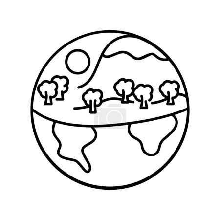Ilustración de Icono de línea de color de la biosfera. Bosque silvestre animales caninos. - Imagen libre de derechos