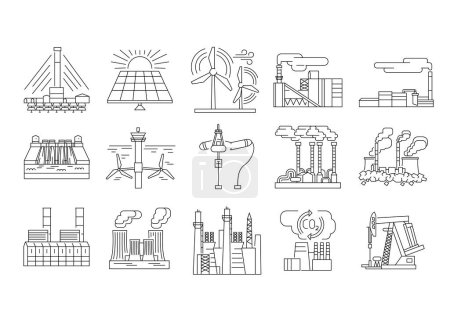 Illustration for Alternative energy sources color line icon sets. - Royalty Free Image
