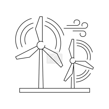 Téléchargez les illustrations : Icône de ligne de couleur de centrale éolienne. Sources d'énergie renouvelables. - en licence libre de droit