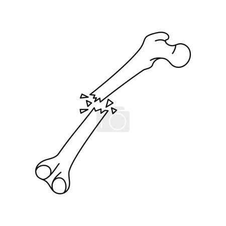 Open bone fracture line icon. 