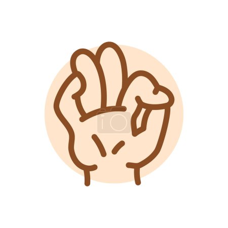 Illustration for Cartoon gesture line icons set. Character hand. - Royalty Free Image