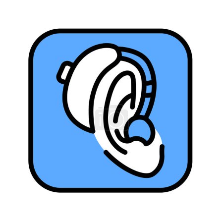 Téléchargez les illustrations : Icône de ligne de couleur de prothèse auditive oreille. Élément isolé vectoriel. - en licence libre de droit
