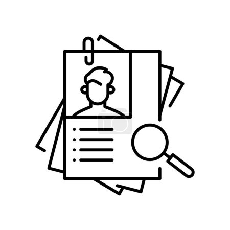 CV-Bewerbungszeile schwarzes Symbol. Anmeldung für Webseite, mobile App, Schaltfläche, Logo