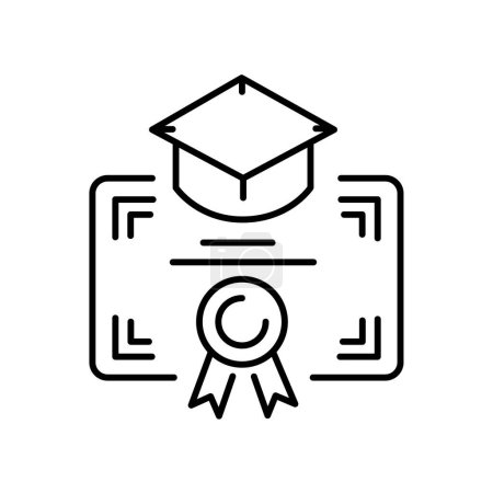 Illustration for Education degree line black icon. Sign for web page, mobile app, button, logo - Royalty Free Image