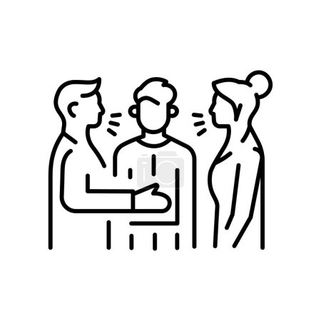 Illustration for Group interview line black icon. Sign for web page, mobile app, button, logo - Royalty Free Image