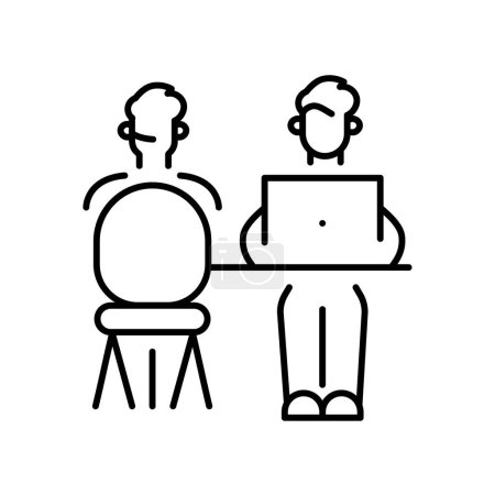 Ilustración de Icono negro de la línea de entrevista. Firma para la página web, aplicación móvil, botón, logotipo - Imagen libre de derechos
