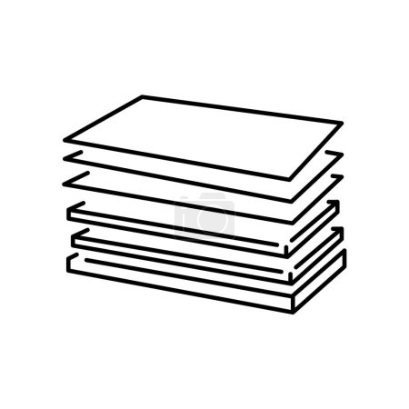 Ilustración de Hojas de madera contrachapada línea icono negro. Firme para la página web, aplicación móvil - Imagen libre de derechos