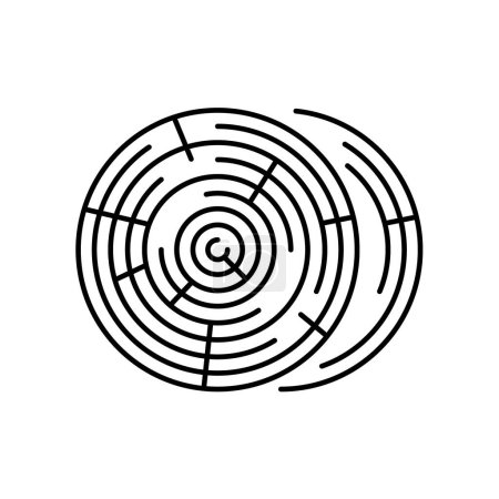 Téléchargez les illustrations : Ligne ronde en bois icône noire. Signe pour la page Web, application mobile - en licence libre de droit