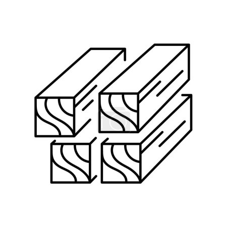 Ilustración de Tableros de madera modificados térmicamente línea icono negro. Firme para la página web, aplicación móvil - Imagen libre de derechos