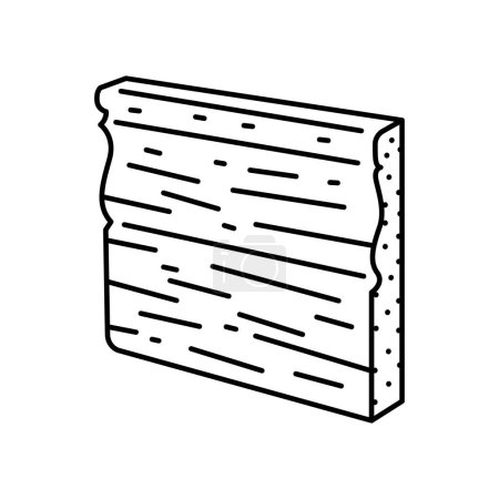 Téléchargez les illustrations : Ligne de planche en bois icône noire. Matériaux de construction en bois - en licence libre de droit