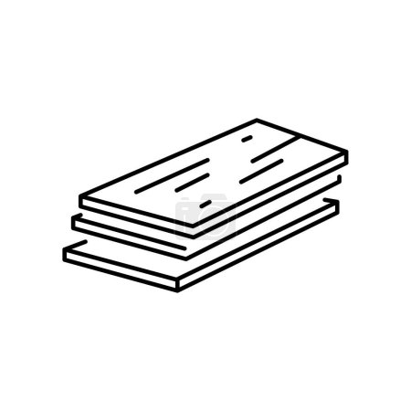 Icono negro de línea de parquet de madera. Materiales de construcción de madera