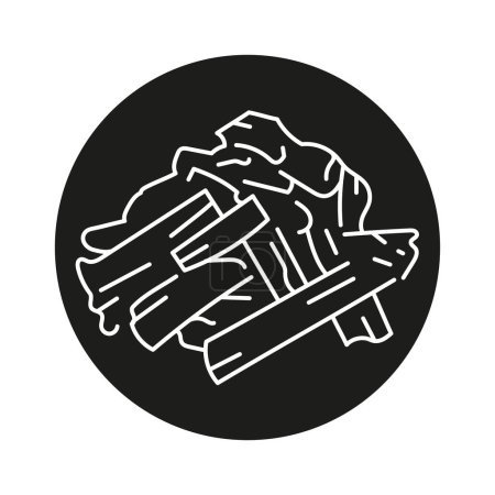 Ilustración de Carbón línea de madera icono negro. Firme para la página web, aplicación móvil - Imagen libre de derechos