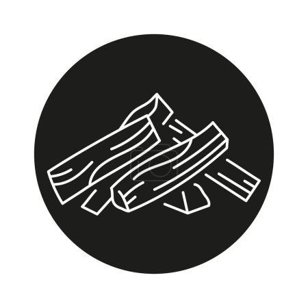 Ilustración de Pila leña línea icono negro. Firme para la página web, aplicación móvil - Imagen libre de derechos