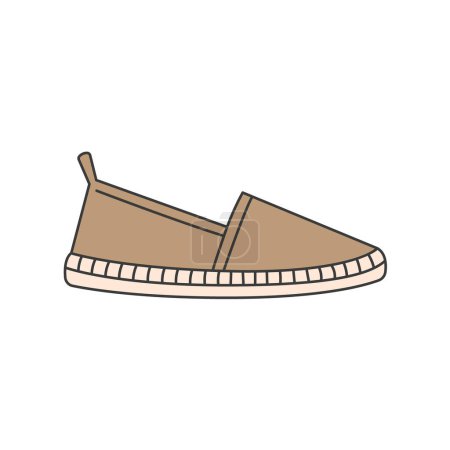 Illustration for Fabric espadrilles shoes line color icon. Sign for web page, mobile app, button, logo. - Royalty Free Image