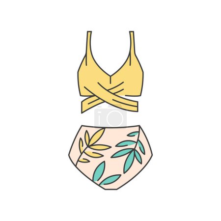 Ligne de bikini d'été icône de couleur. Soutien-gorge et culotte signe pour la page Web, application mobile, bouton, logo.