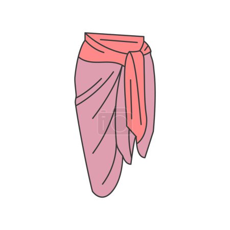 Ilustración de Icono de color de línea sarong de verano. Señal de ropa de playa para la página web, aplicación móvil, botón, logotipo. - Imagen libre de derechos
