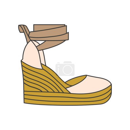 Wedge espadrilles line color icon. Sign for web page, mobile app, button, logo.