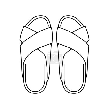 Téléchargez les illustrations : Sandales ligne icône de couleur. Signe pour page web, application mobile, bouton, logo. - en licence libre de droit