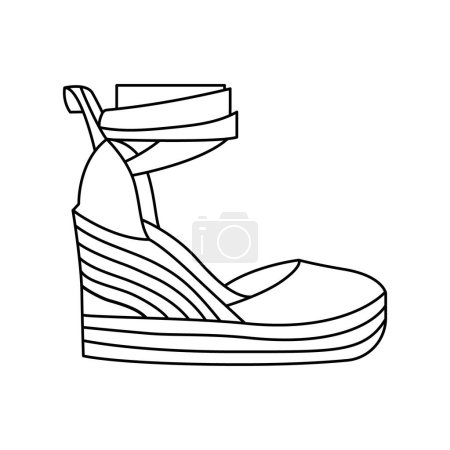 Wedge espadrilles line color icon. Sign for web page, mobile app, button, logo.