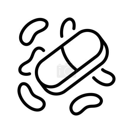 Téléchargez les illustrations : Antibiotiques ligne icône noire. Bouton isolé vectoriel. - en licence libre de droit