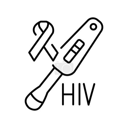HIV test line black icon. Human disease sign for web page, mobile app,