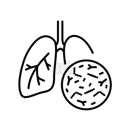 Línea de microflora respiratoria icono negro. Firme para la página web, aplicación móvil, botón, logotipo. Vector botón aislado. 
