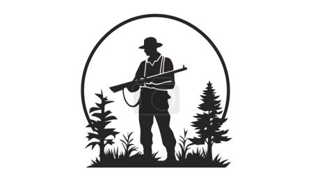 Hunting and fishing icon, logo. Vector illustration on white background