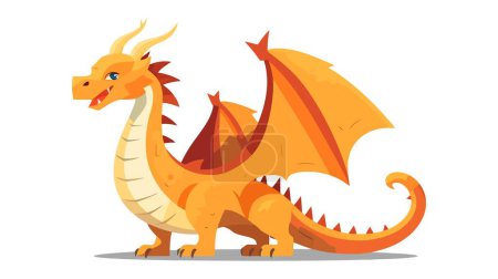 Cartoon orange dragon. Vector illustration isolated on white background.