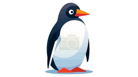 Ilustración de Lindo icono de pingüino vector en estilo plano. Símbolo frío de invierno. Pájaro antártico, ilustración animal. - Imagen libre de derechos