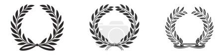 Laurel Wreath floral heraldic element set, Vector icon, logo on white background.