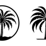 Tropical Palm Trees silhouettes collection . Vacation and travel concept. Vector isolated on white.