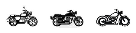 Illustration for Set of motorcycles silhouettes isolated on white. Vector illustration. - Royalty Free Image