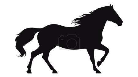 Téléchargez les illustrations : Silhouette noire de cheval sur fond blanc
. - en licence libre de droit
