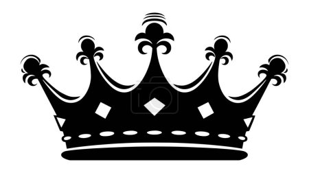 Ilustración de Vector icono corona negro aislado sobre fondo blanco. - Imagen libre de derechos