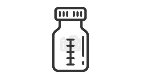 Illustration for A black and white vector icon of a medicine bottle with measurement markings. - Royalty Free Image