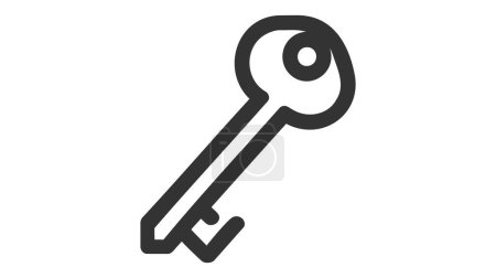 Téléchargez les illustrations : Simple icône vectorielle noire d'une clé sur fond blanc - en licence libre de droit