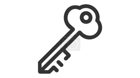Téléchargez les illustrations : Simple icône vectorielle noire d'une clé sur fond blanc - en licence libre de droit